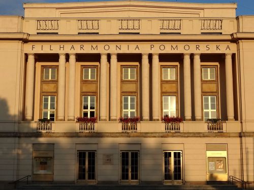 Filharmonia Pomorska, Bydgoszcz, Architektūra, Fasadas, Stulpeliai, Lenkija, Pastatas