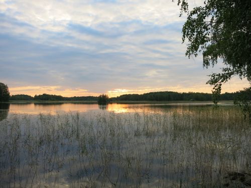 Finland, Ežeras, Saulėlydis, Skandinavija, Gamta