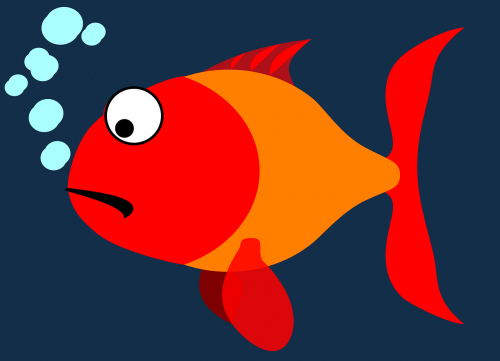 Žuvis, Animacinis Filmas, Išsigandęs, Raudona Oranžinė, Nemokama Vektorinė Grafika