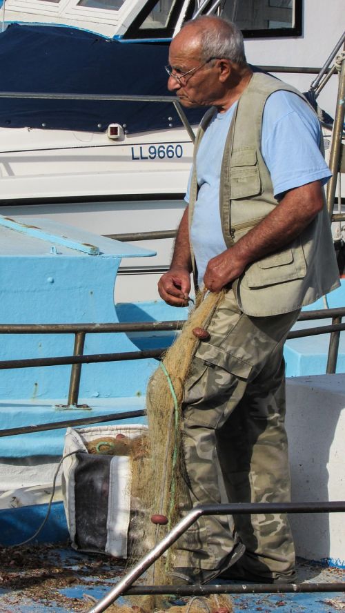 Žvejys, Tinklai, Tvirtinimo Tinklai, Žvejyba, Tradicinis, Uostas, Kipras, Ayia Napa