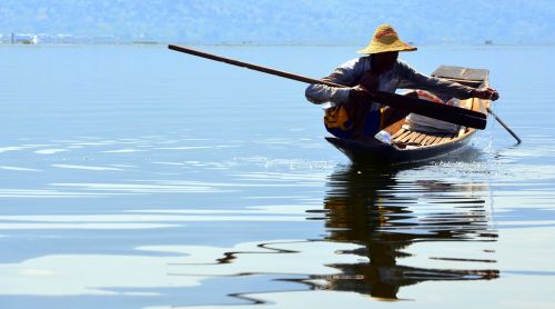 Žvejys, Žvejyba, Inle Ežeras, Mianmaras, Burma