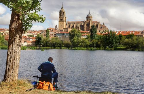 Žvejyba, Katedra, Salamanca, Upė, Ispanija, Žvejys