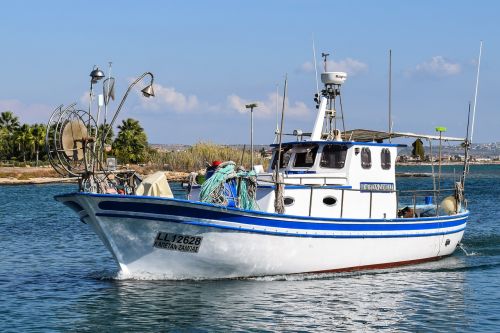 Žvejybos Laivas, Tradicinis, Jūra, Atvyksta, Žvejyba, Potamos Liopetri, Kipras