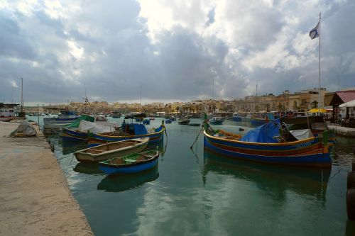 Žvejybos Laivai, Vaizdingas, Uostas, Marsaxlokk, Malta, Gozo, Viduržemio Jūros, Kelionė, Atgal Šviesa, Šventė, Idilija