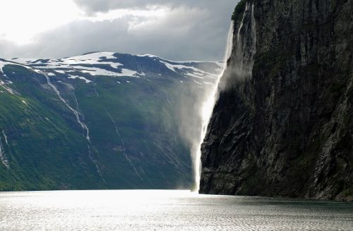 Fjordas, Šiaurės Vakarų Norvegija, Kriokliai, Jūra, Kalnas, Kraštovaizdis, Purkšti