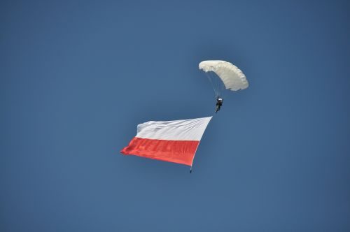 Vėliava, Lenkija, Dangus, Mėlynas, Parašiutas, Laisvė, Šventė, Simbolis