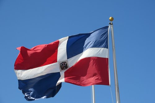 Vėliava,  Dominikos Respublika,  Stiebas,  Dangus,  Mėlynas