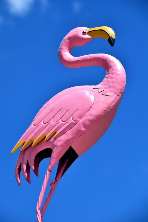 Flamingo, Figūra, Menas, Lakštas, Lakštinio Metalo Flaminas, Lakštinio Metalo Figūra, Dangus, Rožinis, Paukštis, Dirbtinis, Skulptūra, Apdaila, Gražus