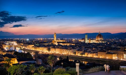 Florencija, Panorama, Saulėlydis, Miestas, Italy, Europa, Toskana, Miesto Panorama, Firenze, Ispanų, Dangus, Katedra, Turizmas, Bokštas, Mėlynas, Europietis, Kupolas, Architektūra, Kelionė, Bažnyčia