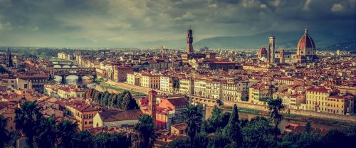 Florencija, Toskana, Italy, Panorama, Firenze, Architektūra, Senamiestis, Istorija