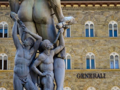Florencija, Italy, Skulptūra, Statula, Neptūno Fontanas, Piazza Della Signoria