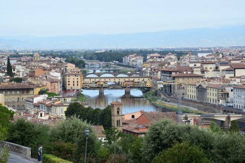 Florencija, Ponte Vecchio, Upė Arno, Italy, Toskana, Kraštovaizdis