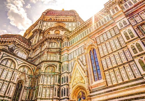 Florencija, Italy Domo, Katedra, Architektūra, Debesys, Istorinis, Istorinis, Panorama, Miesto, Pastatas, Dangus, Lauke, Bažnyčia