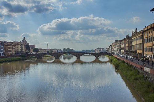 Florencija,  Atspindžiai,  Tiltas,  Miestas,  Italija,  Vandens,  Dangus