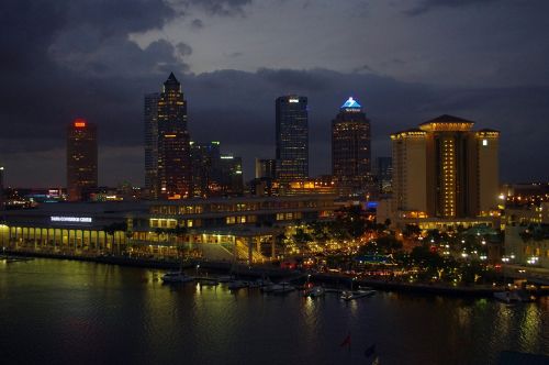 Florida, Tampa Įlanka, Naktis, Tampa, Miestas, Panorama