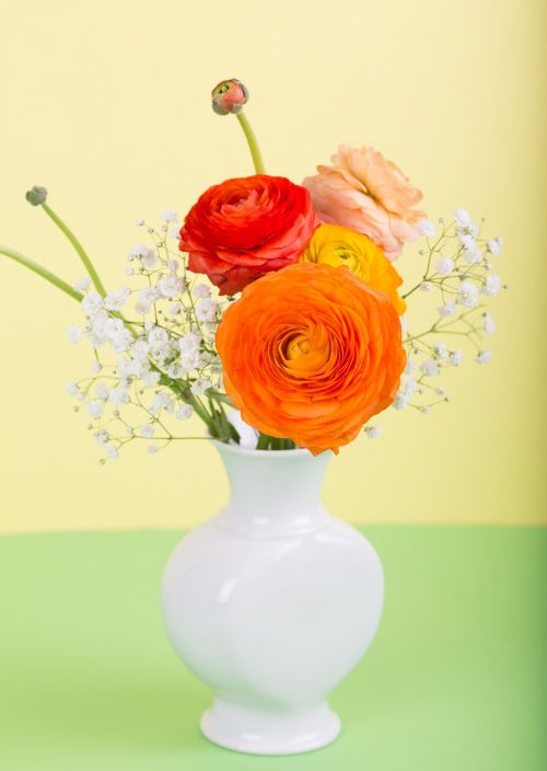 Gėlė, Ranunculus, Gėlių Vaza, Puokštė, Pavasaris, Spalvinga, Oranžinė, Velykos