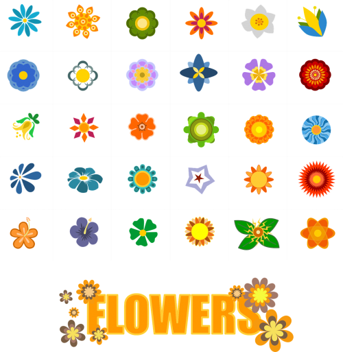 Gėlė, Formos, Elementai, Simboliai, Gamta, Piktogramos, Nemokama Vektorinė Grafika