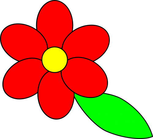 Gėlė, Paprastas, Raudona, Žalias, Nemokama Vektorinė Grafika