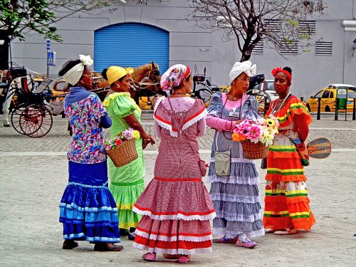 Gėlių Pardavėjai, Senoji Havana, Santeras, Tradicijos, Kuba, Tradicija, Spalvinga, Drabužiai