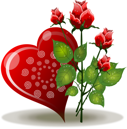 Gėlės, Širdis, Židinys, Širdis, Gamta, Romantika, Rožės, Valentines, Nemokama Vektorinė Grafika