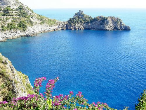 Gėlės, Sala, Italy, Amalfi Pakrantė, Vanduo, Jūra, Vandenynas
