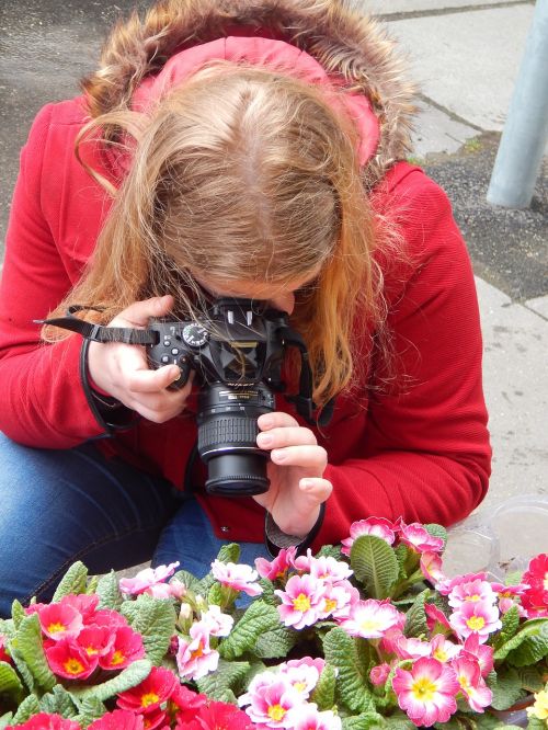 Gėlės,  Pavasaris,  Fotoaparatas,  Mergaitė,  Fotografas