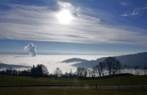 Rūkas, Žiema, Jura, Debesis, Nelelandas, Šveicarija