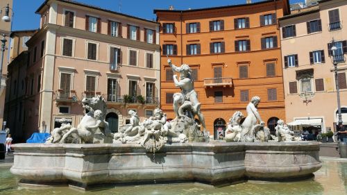 Neptūno Fontanas, Roma, Italy, Fontana Del Nettuno, Neptūnas, Nettuno, Navona, Piazza, Fontana