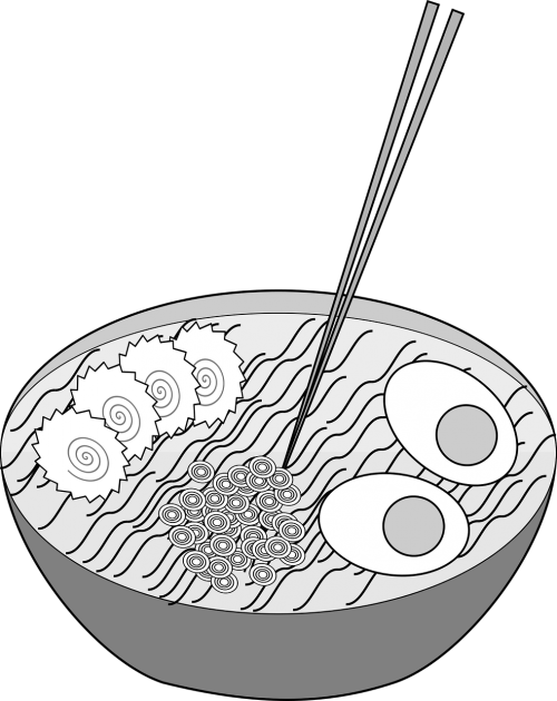 Maistas, Ramen, Juoda Balta, Naruto, Nemokama Vektorinė Grafika