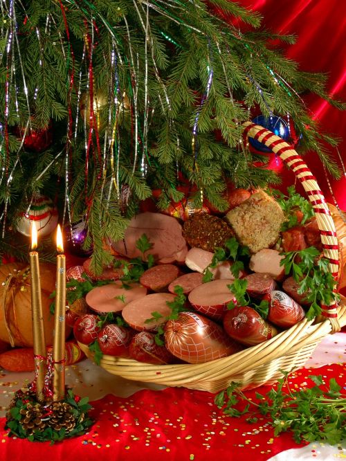 Maistas, Kalėdos, Skanus, Mėsos Produktai, Kalėdų Eglutė, Naujųjų Metų Vakaras, Žvakės, Dešrelės, Nuotrauka, Šventė, Šviesus, Gražus