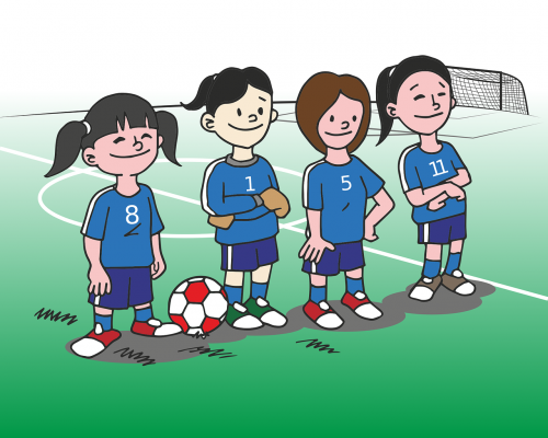 Futbolas, Mergaitė, Komanda, Žaisti, Laukas, Rungtynės, Burma, Animacinis Filmas, Nemokama Vektorinė Grafika