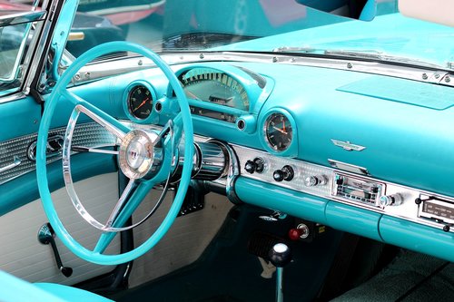 Ford Thunderbird,  Prietaisų Skydelis,  Šviesiai Mėlynas,  Klasikinis Automobilis
