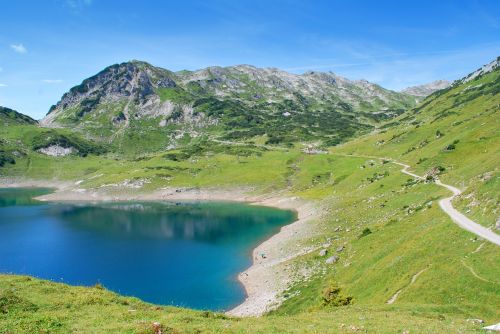 Formarinsee, Ežeras, Vanduo, Kalnai, Austria, Lech Am Arlberg, Gamta, Kraštovaizdis