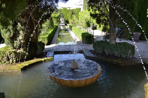 Fontanas, Alhambra, Granada, Sodas, Ispanija