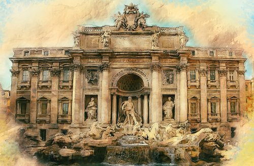 Fontanas,  Roma,  Trevi,  Italija,  Paminklas,  Architektūra,  Turizmas,  Nemokama Iliustracijos
