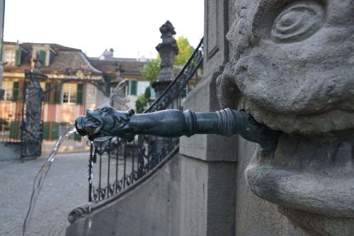 Fontanas, Vanduo, Skulptūra, Zurich, Sodas, Tvora