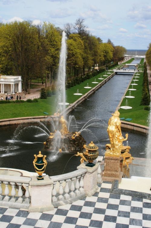Fontanai,  Statulos,  Kanalas,  Vanduo,  Sodai,  Peterhof,  Fontanai Ir Jūros Kanalas Peterhofe