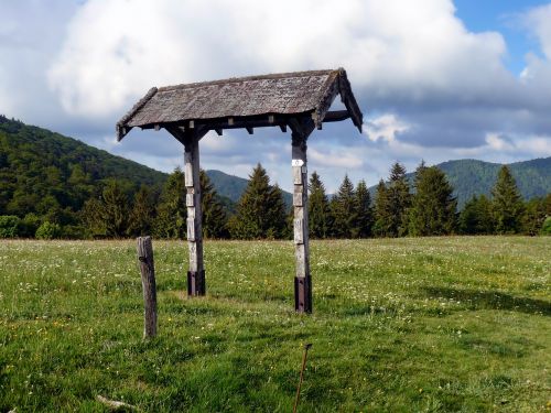 France, Kraštovaizdis, Kalnai, Miškas, Medžiai, Laukas, Dangus, Debesys, Vasara, Gamta, Lauke, Kaimas