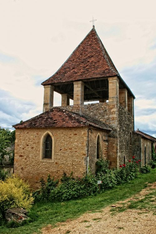 France, Dordogne, Périgord, Limeuil, Bažnyčia, Varpinė