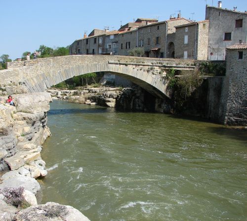 France,  Korbières,  Viduramžių Kaimas,  Tiltas,  Upė