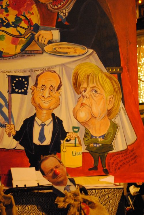 François Hollande,  Angela Merkel,  Žibintai,  Karnavalas,  Basel Fasnacht 2015