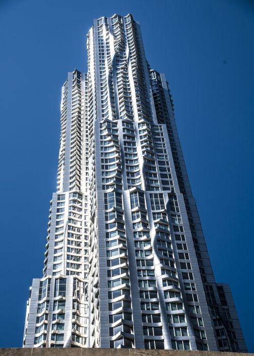 Frank Gehry, Bokštas, Manhatanas, Šiuolaikiška, Dangoraižis, Niujorkas, Pastatai, Miestas, Aukštis, Jungtinės Valstijos, Architektūra, Atspindys, Biurai, Dangus, Panorama