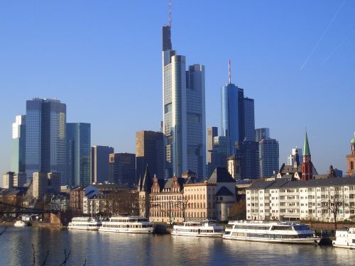 Frankfurtas, Panorama, Hochaeuser, Mainhatten