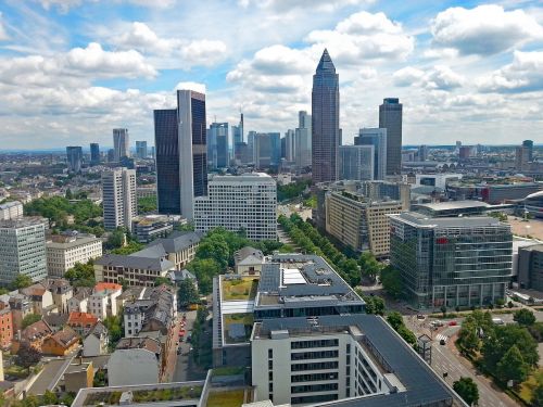 Frankfurtas, Hesse, Vokietija, Panorama, Dangoraižis, Perspektyva