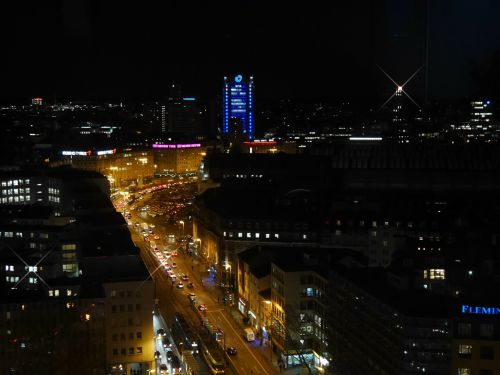 Frankfurtas, Architektūra, Naktis, Miestas, Eismas, Gatvės Apšvietimas