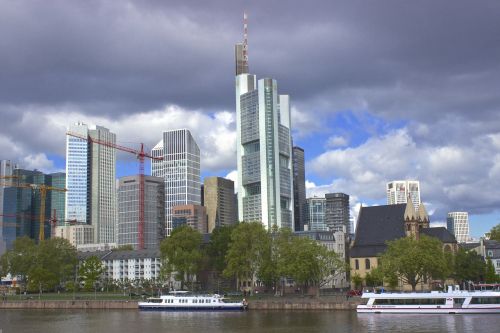 Frankfurtas, Panorama, Architektūra, Dangoraižiai, Dangus
