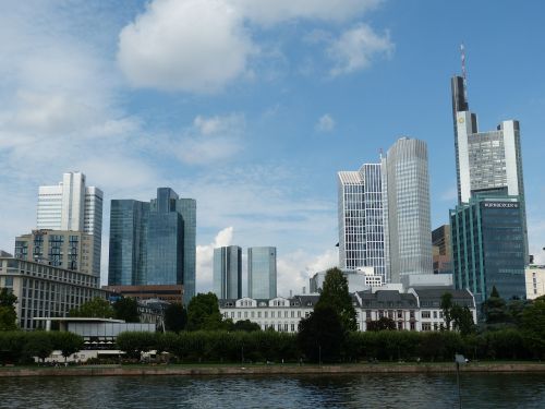 Frankfurtas, Miesto Panorama, Dangoraižiai, Panorama, Architektūra, Dangoraižis, Upė, Miestas, Vokietija, Pagrindinis, Hesse, Mainhattan