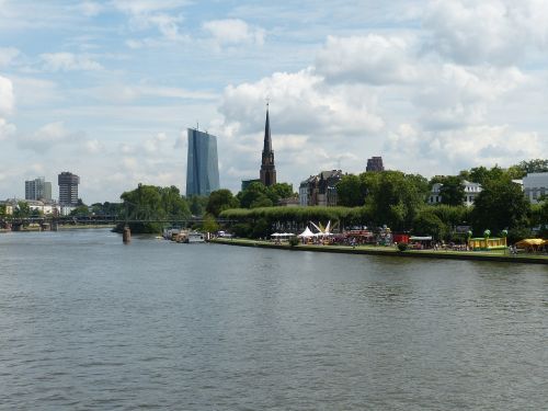 Frankfurtas, Pagrindinis, Frankfurtas Yra Pagrindinė Vokietija, Dangoraižis, Vokietija, Hesse, Upė, Bažnyčia, Tiltas