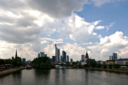 Frankfurtas, Pagrindinis, Centras, Upė, Miesto Centras, Frankfurtas Yra Pagrindinė Vokietija, Panorama