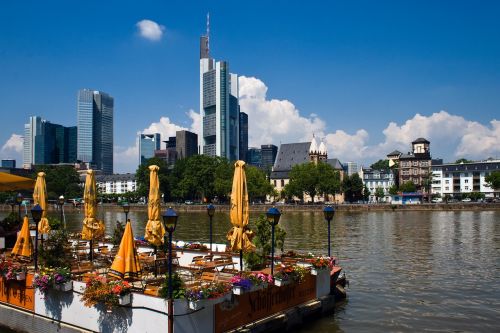 Frankfurtas, Pagrindinis, Centras, Upė, Miesto Centras, Frankfurtas Yra Pagrindinė Vokietija, Panorama